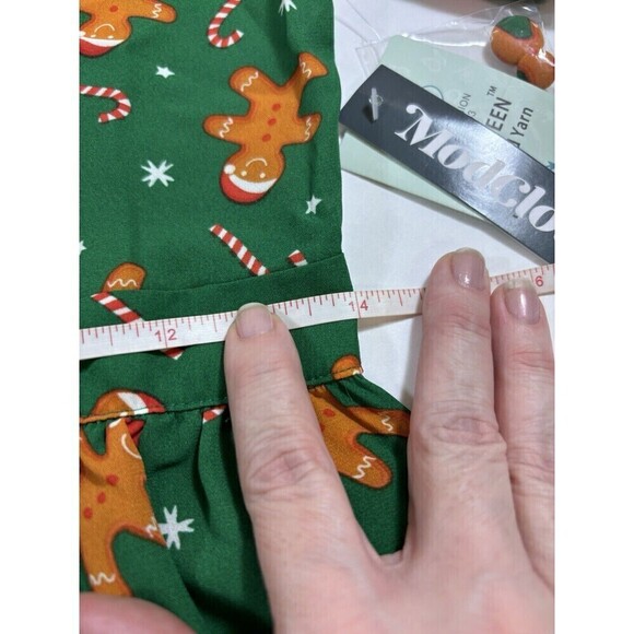ModCloth Dress Green Brown Gingerbread Print 6 Peter Pan Collar Tags Still On - Picture 9 of 16